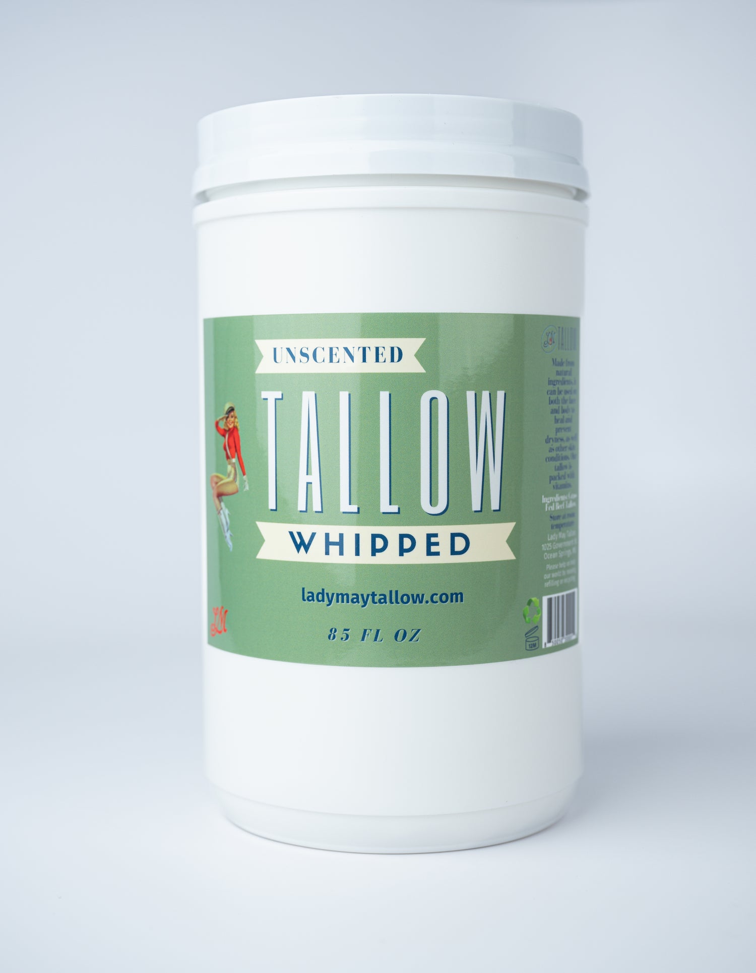 Unscented Whipped Tallow, All Natural Grass Fed Beef Tallow Moisturizer