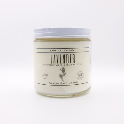 Lavender Tallow &amp; Beeswax Candle  | All-Natural, Non-Toxic, Clean-Burning