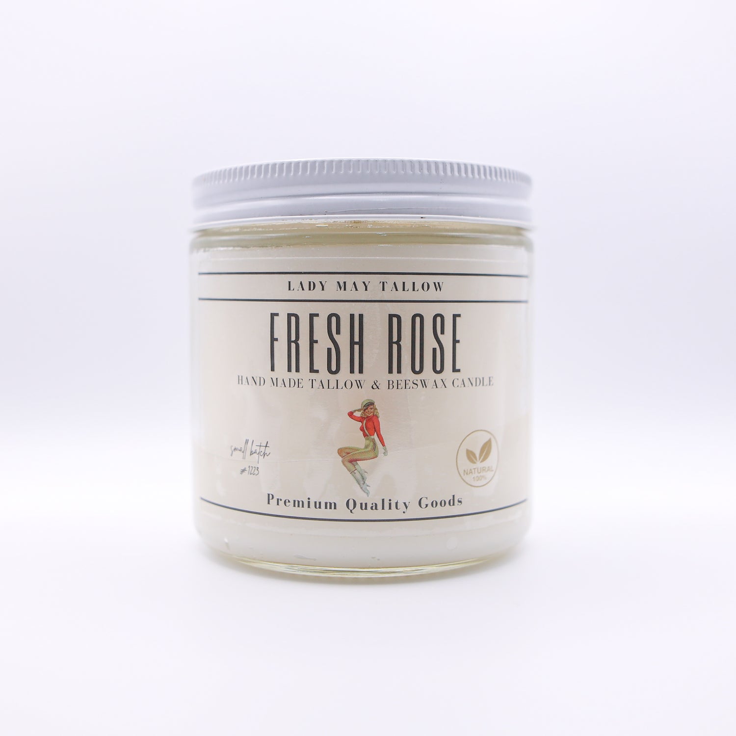 Fresh Rose Tallow &amp; Beeswax Candle | All-Natural, Non-Toxic, Clean-Burning