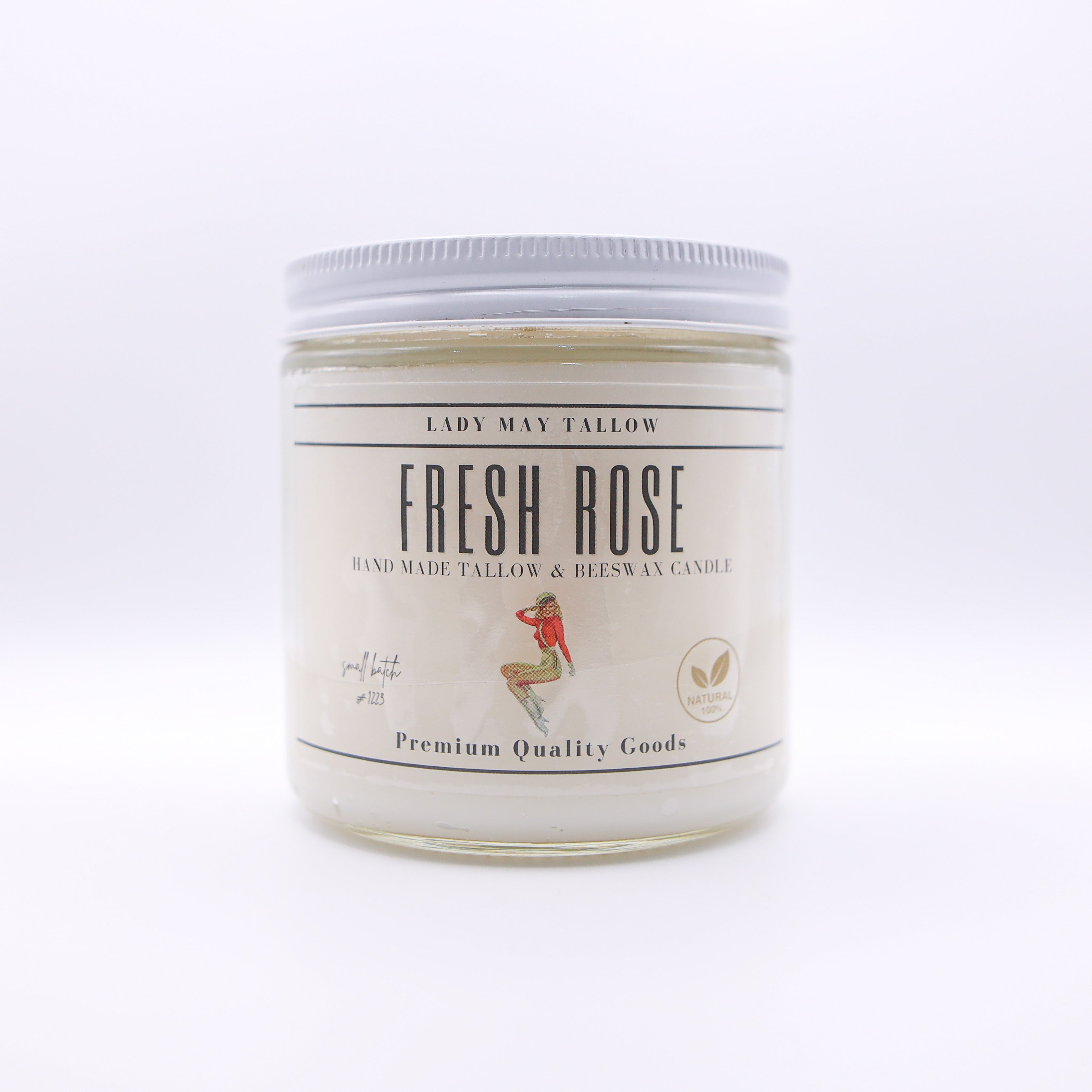 Fresh Rose Tallow &amp; Beeswax Candle | All-Natural, Non-Toxic, Clean-Burning