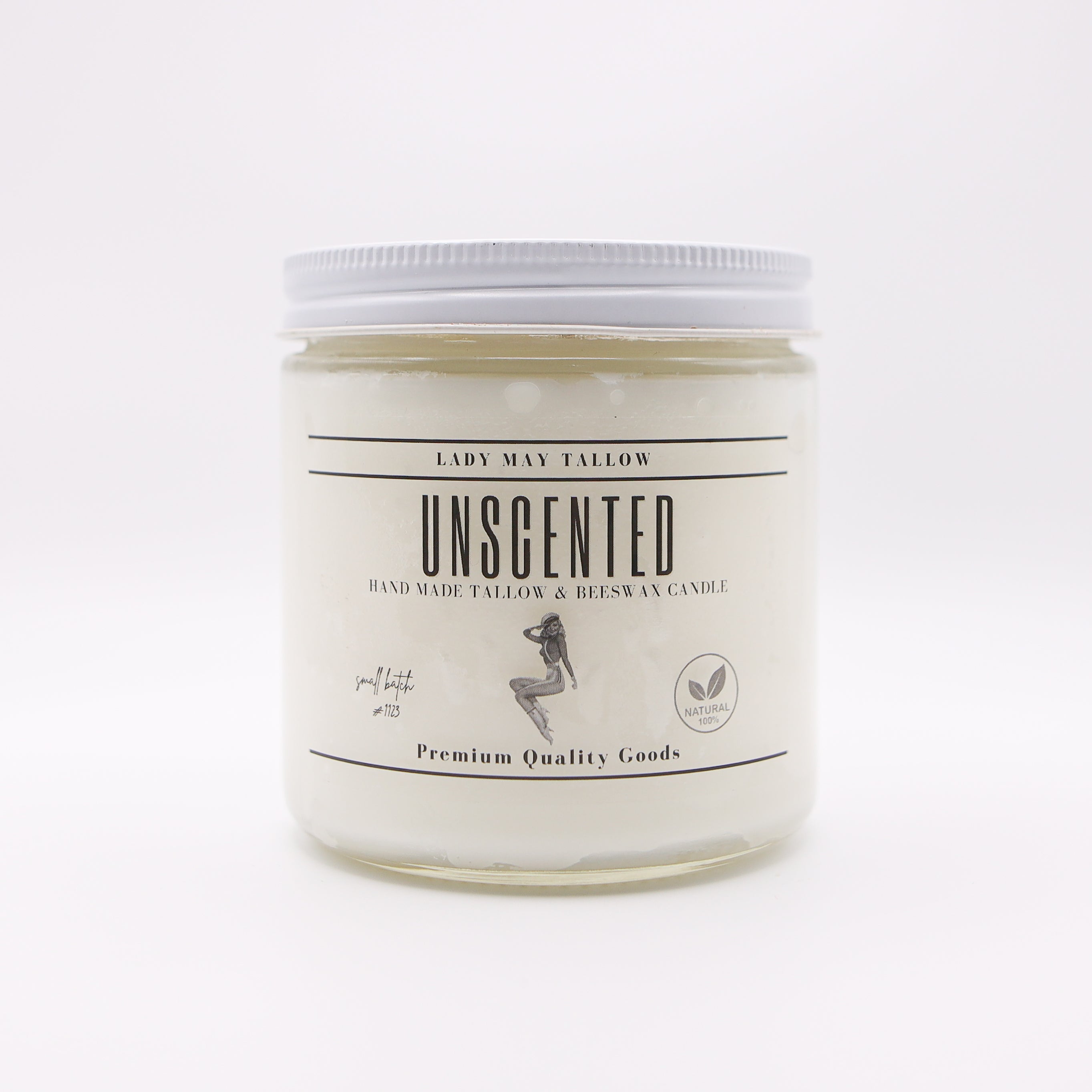 Unscented Tallow &amp; Beeswax Candle | All-Natural, Non-Toxic, Clean-Burning