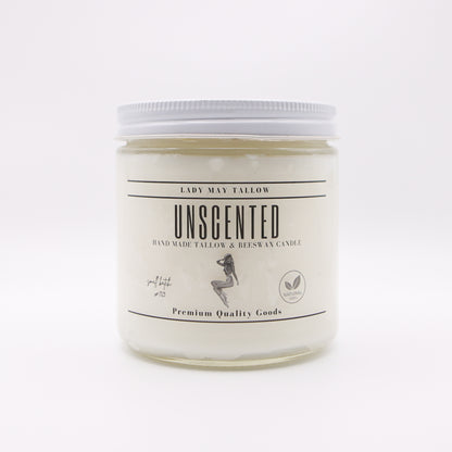 Unscented Tallow &amp; Beeswax Candle | All-Natural, Non-Toxic, Clean-Burning