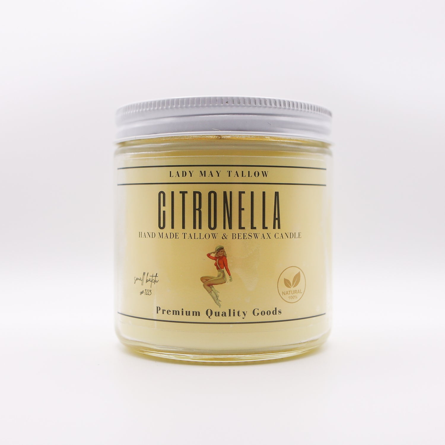 Citronella Tallow &amp; Beeswax Candle  | All-Natural, Non-Toxic, Clean-Burning