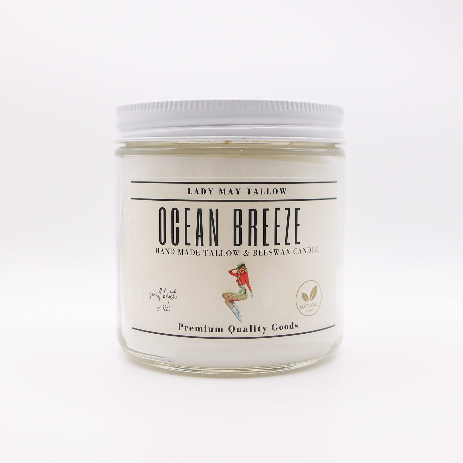 Ocean Breeze Tallow &amp; Beeswax Candle | All-Natural, Non-Toxic, Clean-Burning