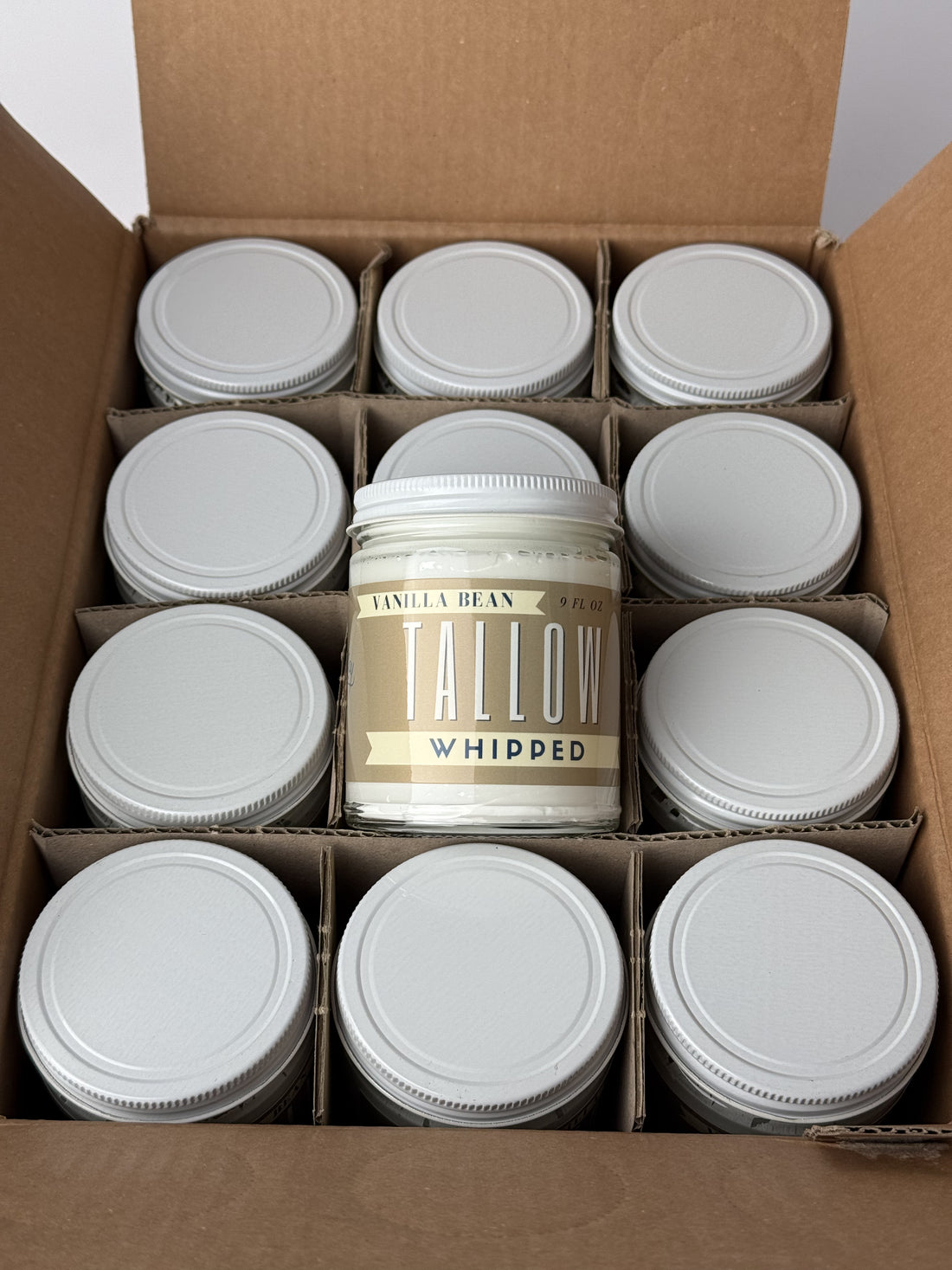 WHOLESALE - Vanilla Whipped Tallow CASE - All Natural Grass Fed Beef Tallow Moisturizer