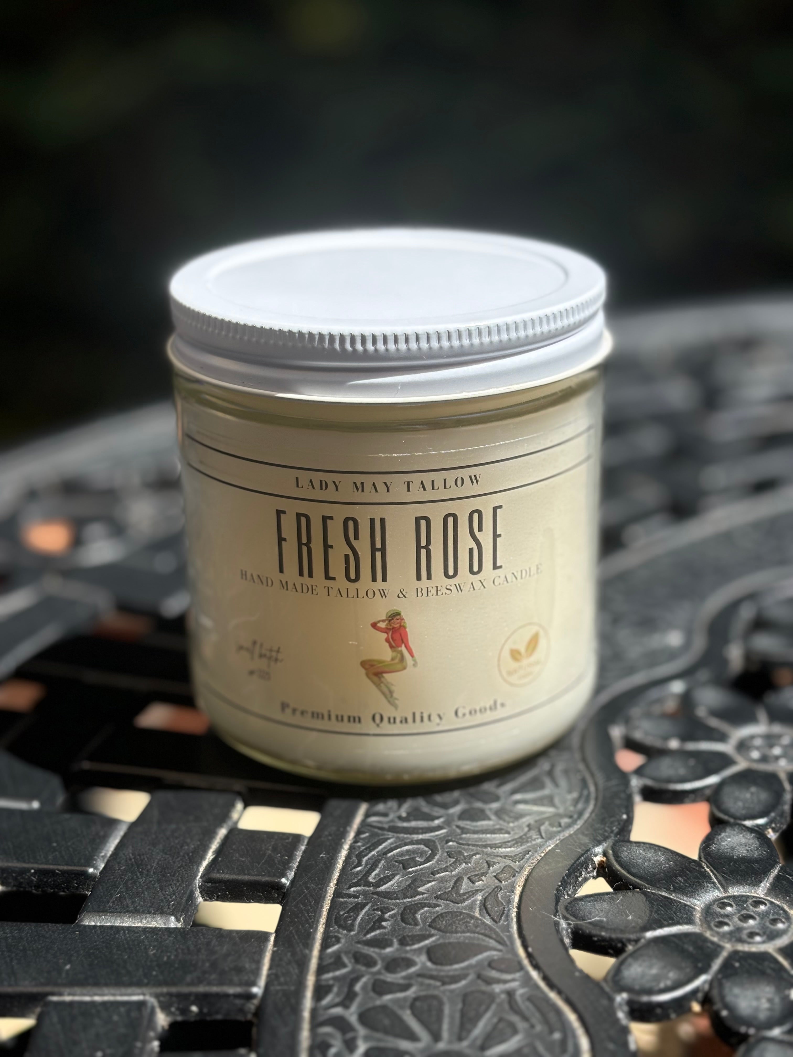 Fresh Rose Tallow &amp; Beeswax All natural non-toxic Candle