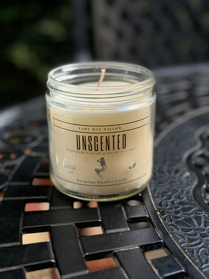 Unscented Tallow &amp; Beeswax Candle