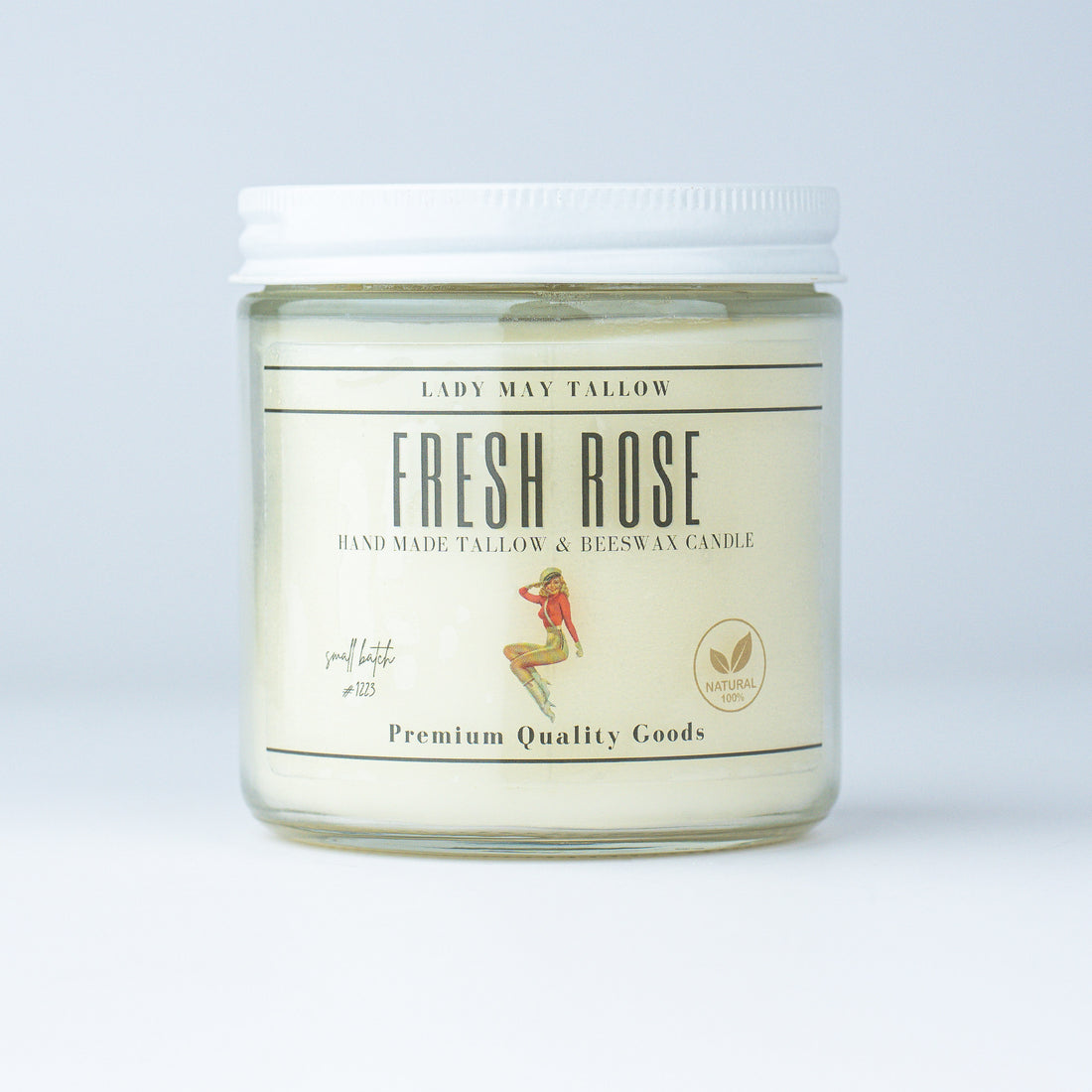 Fresh Rose Tallow &amp; Beeswax Candle | All-Natural, Non-Toxic, Clean-Burning