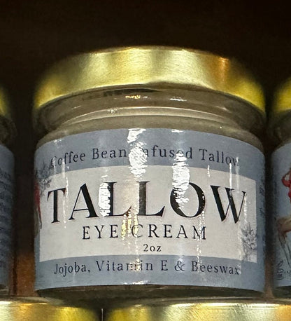 Coffee Bean infused Tallow Eye Cream, Grass Fed Beef Tallow