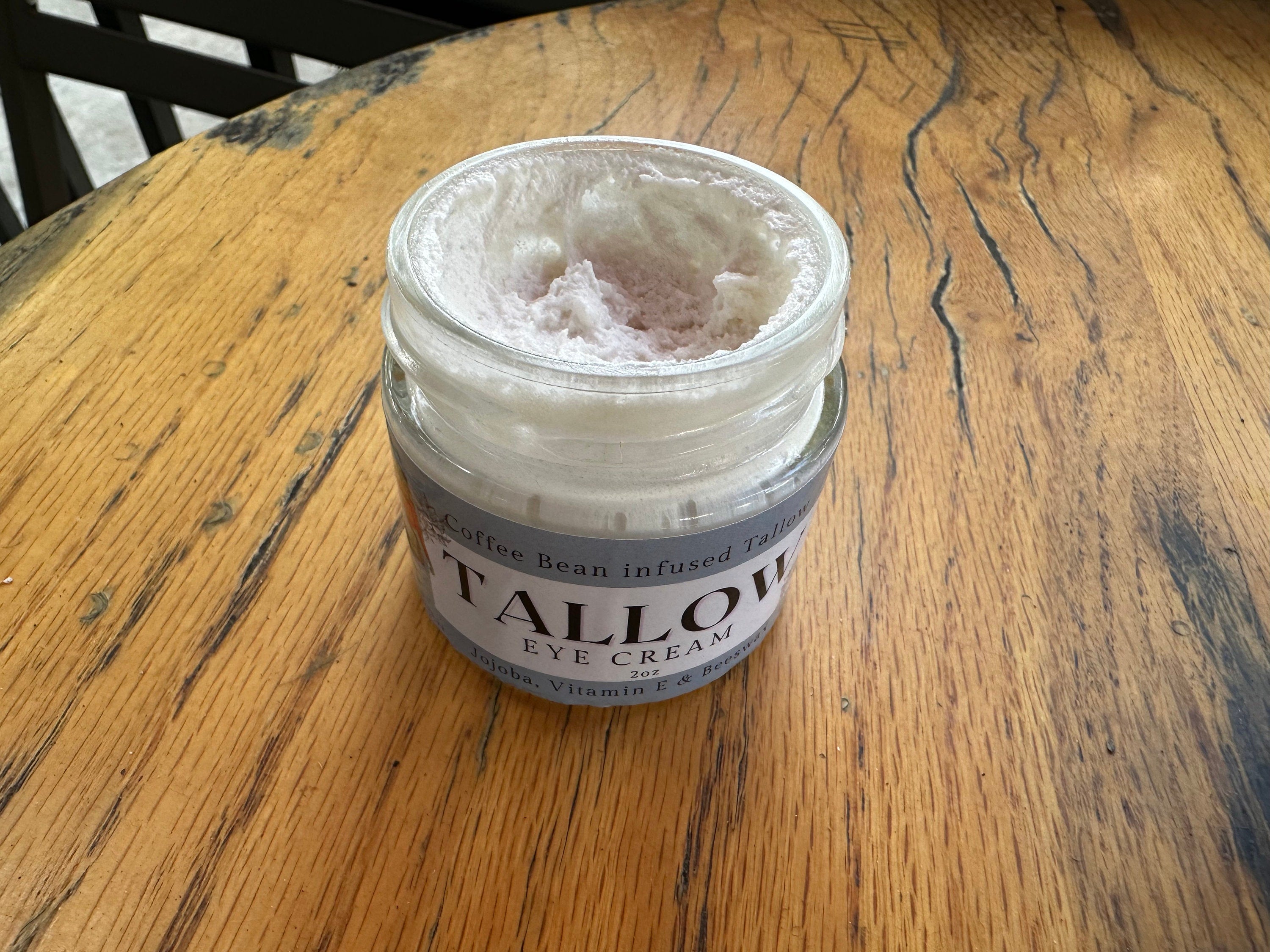 Coffee Bean infused Tallow Eye Cream, Grass Fed Beef Tallow