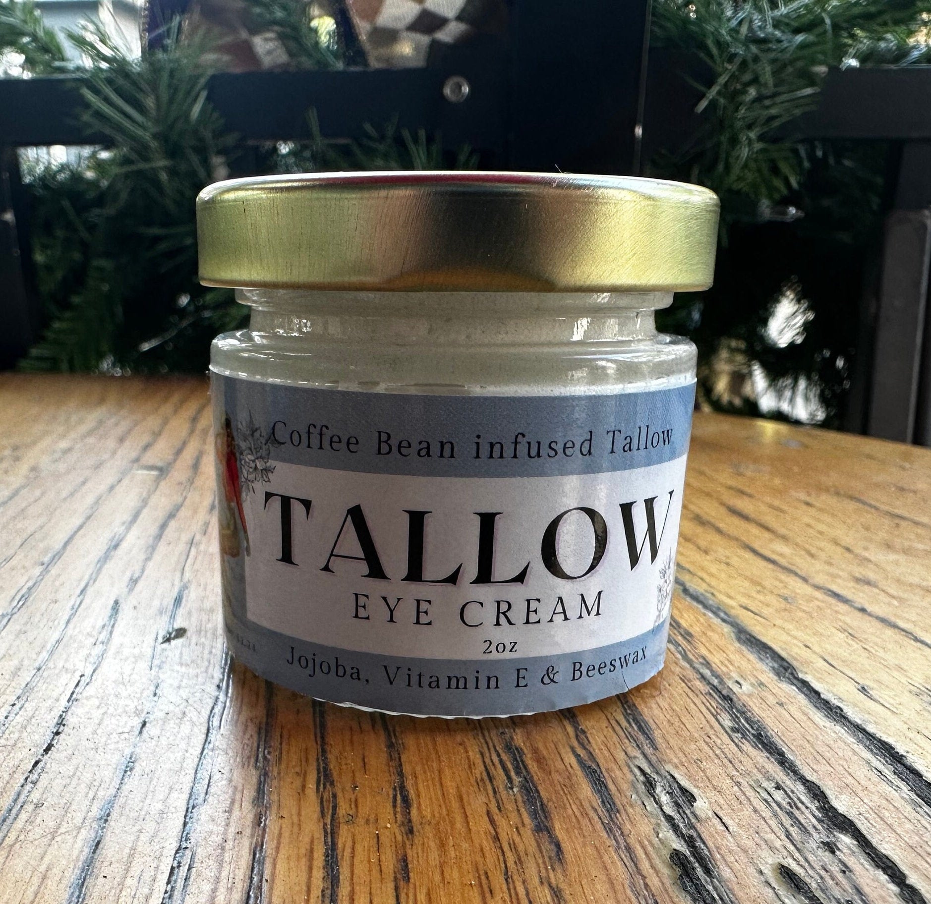 Coffee Bean infused Tallow Eye Cream, Grass Fed Beef Tallow