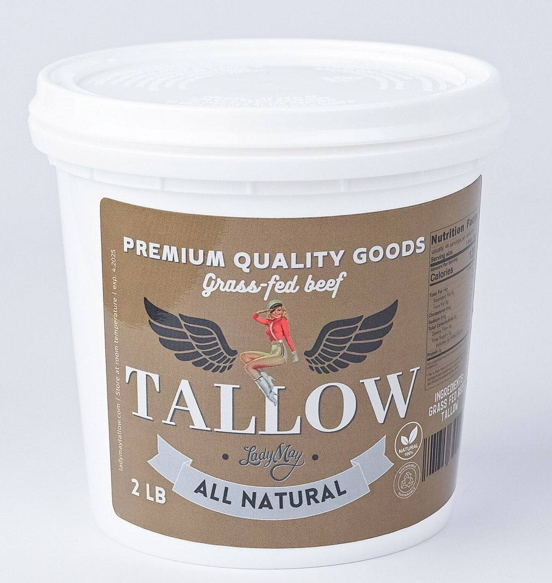 Unscented Grass Fed Beef Tallow - 2 Pounds