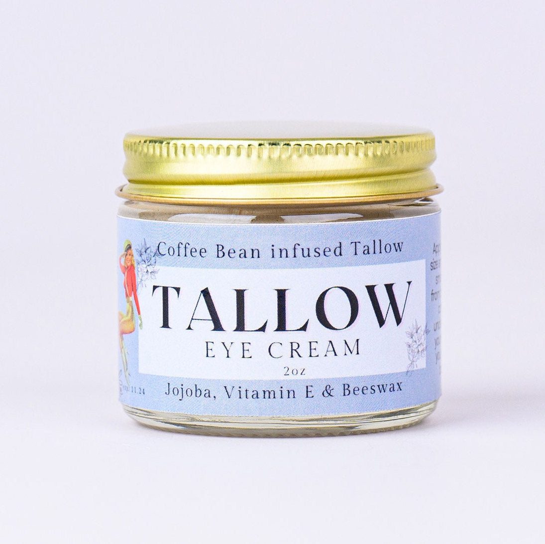 Coffee Bean infused Tallow Eye Cream, Grass Fed Beef Tallow