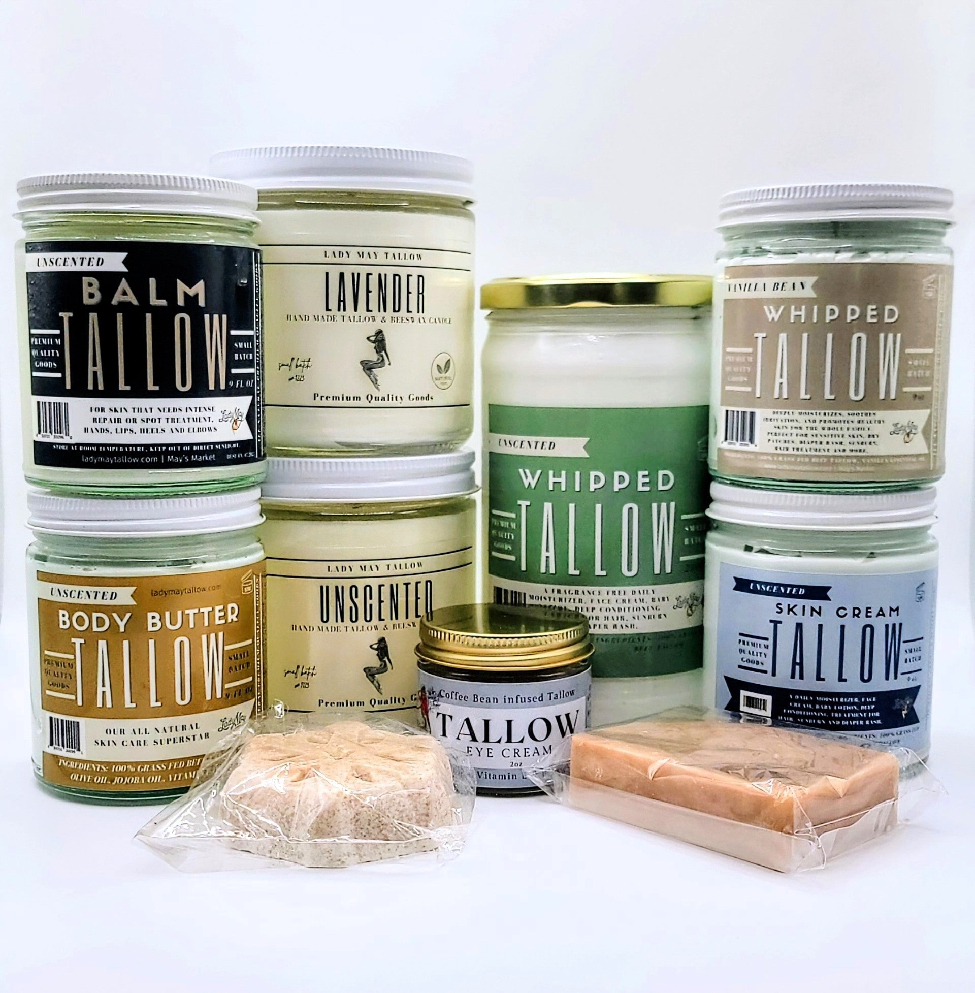 Ultimate Tallow Skin Care Collection, Assorted Skin care, Candles and Soap